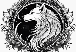 Scythe moon wolf tattoo idea