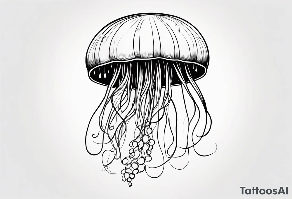 jellyfish with a small head and really long tentacles. Add clouds behind it like it’s floating in the sky tattoo idea