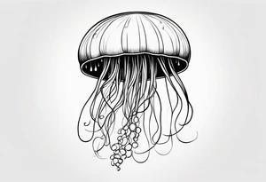 jellyfish with a small head and really long tentacles. Add clouds behind it like it’s floating in the sky tattoo idea