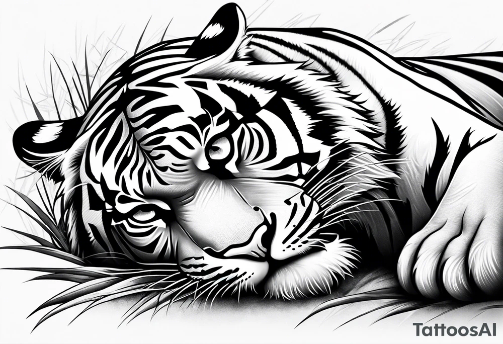 tiger sleeping tattoo idea