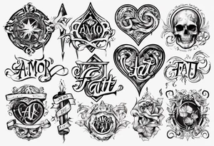 stylized text: "amor fati" tattoo idea