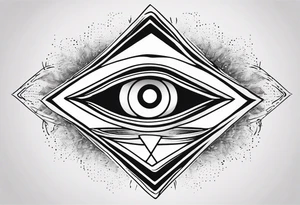 Third eye abstract fine line sketch style. Diamond shape with heavy black and dot work tattoo idea