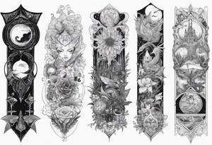 High fantasy collage tattoo sleeve tattoo idea