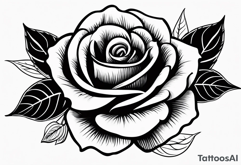 Black rose with strings tattoo idea
