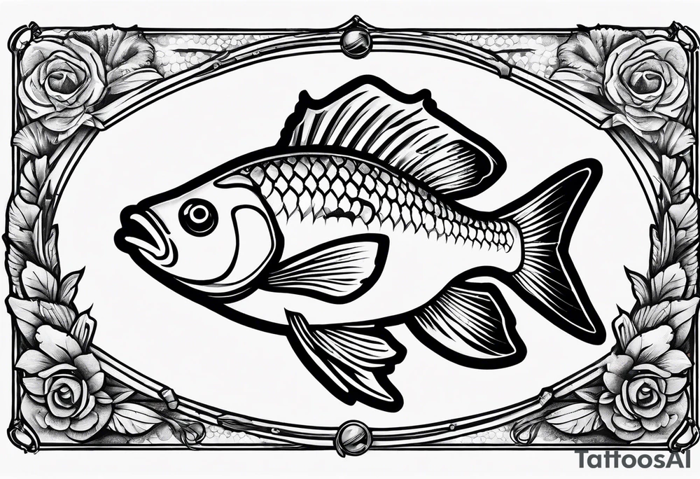 Fishingpole with memorium of a passed friend without a fish tattoo idea