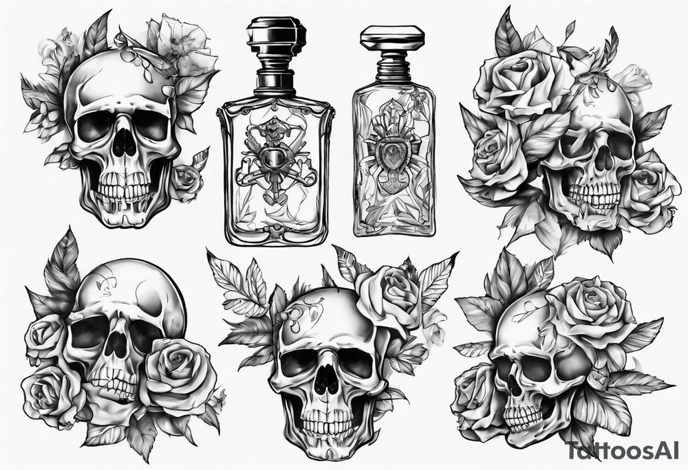 perfume but bottle is a skull tattoo idea