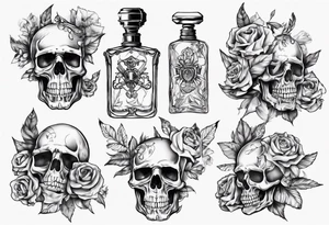 perfume but bottle is a skull tattoo idea