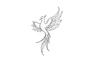 Fine line phoenix with line work tattoo idea