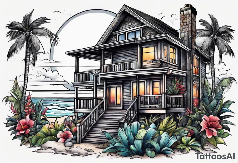Beach house tattoo idea