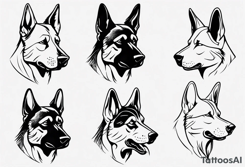 Angry side profile German shepherd dog tattoo idea Angry side profile German shepherd dog tattoo idea