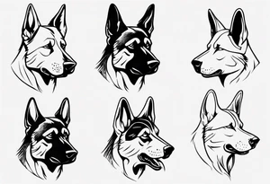 Angry side profile German shepherd dog tattoo idea