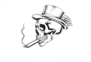 skull with mustache,a big cigar in his mouth,a top-hat on his head and alot of money in a hand. tattoo idea