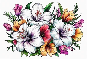 Cosmos's and Gladiolus 
Bouquet tattoo idea