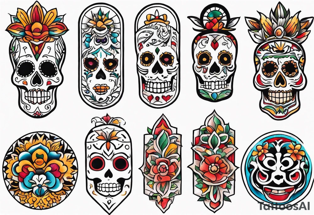 Mexican sleeve format tattoo idea