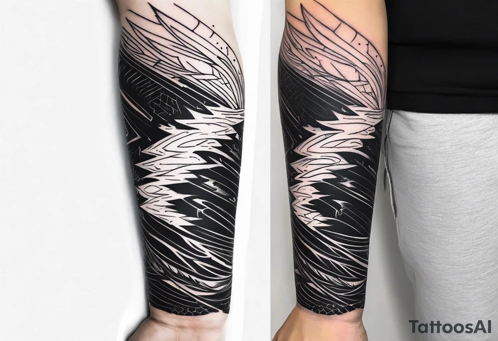 Make an arm sleeve with lightning bolt tattoo idea