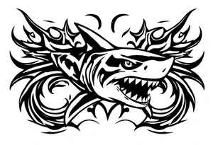 Masculine strong shark flowing tattoo idea