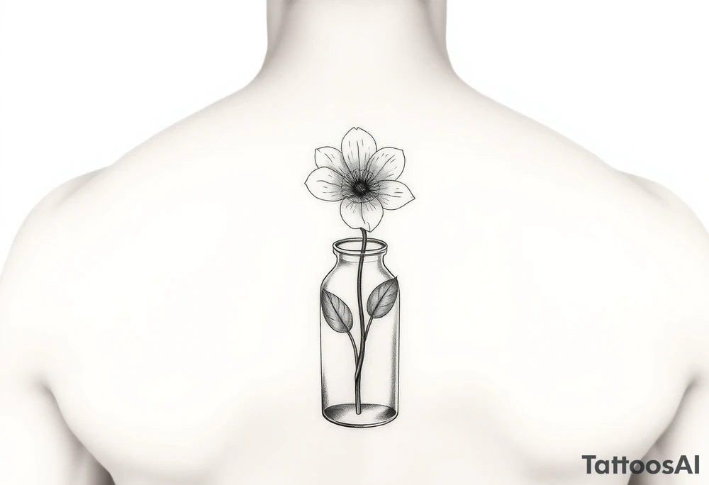 a Edelwiss flower in a bottle.
in color tattoo idea