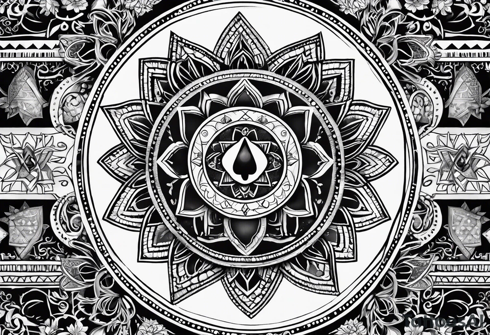 Hamsa with a third eye, a compass, tree of life, Jewish star and AA symbol tattoo idea