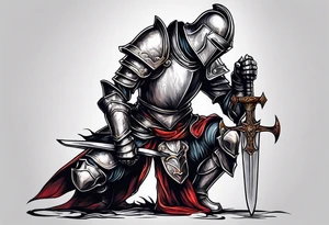 knight kneeling with sword tattoo idea