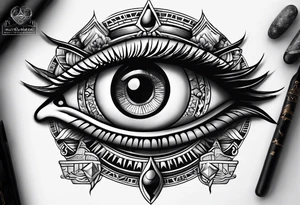 All seeing Egyptian eye with hieroglyphs sleave tattoo idea