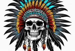 War chief bonnet with skull tattoo idea