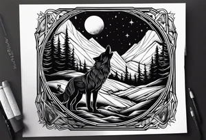 T.R.K. and wolf howling at the moon tattoo idea