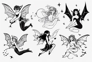 fairy flying with a bat tattoo idea