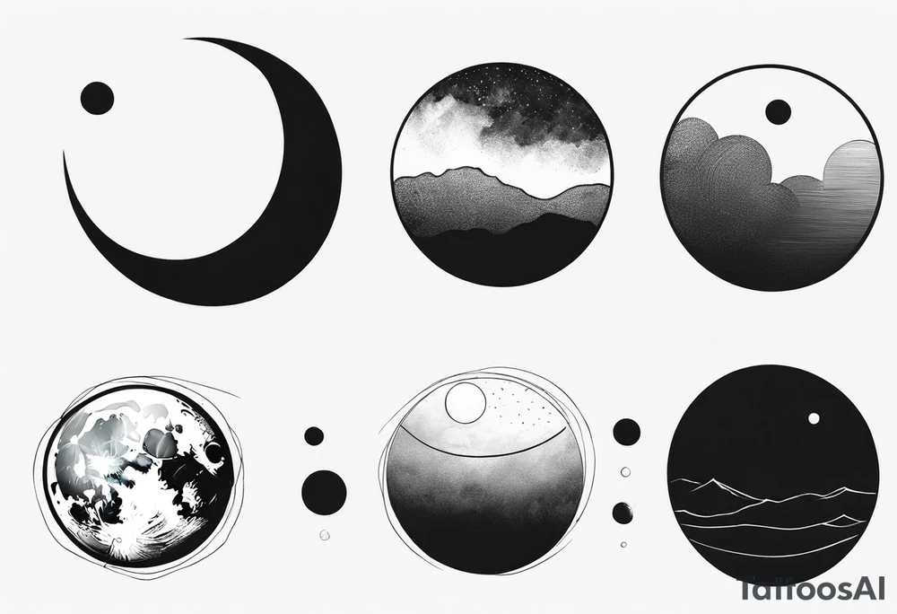 A series of moons in different phases tattoo idea