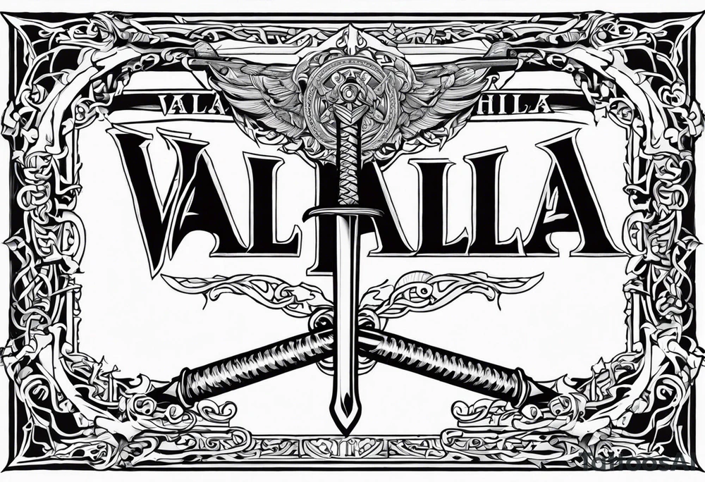 Valhalla sword fire chains tattoo idea