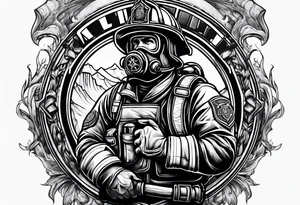 Firefighter in the famous atlas titan pose tattoo idea