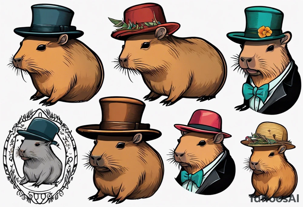 Capybara wearing a hat tattoo idea