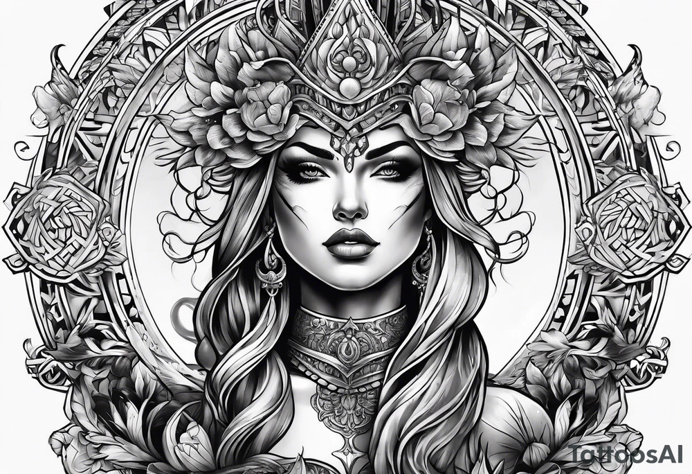 the goddess of vengeance tattoo idea