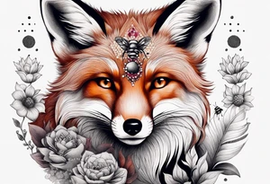Fox with a Ruby and a honey bee tattoo idea