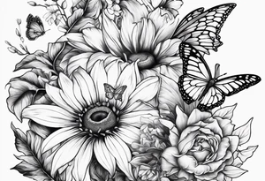 Sundlower and butterflies and humming birds tattoo idea
