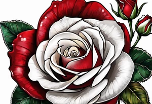 Red rose with a pearl necklace and a seashell tattoo idea