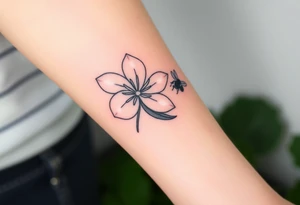 Trillium with a bumble bee hovering near it tattoo idea