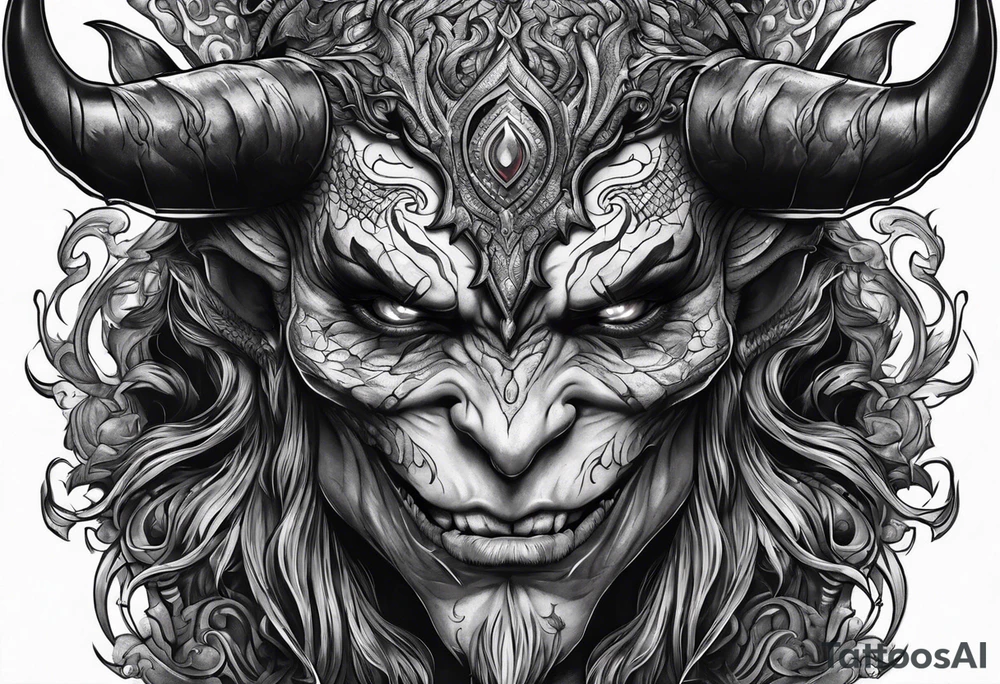Demon holding a head tattoo idea