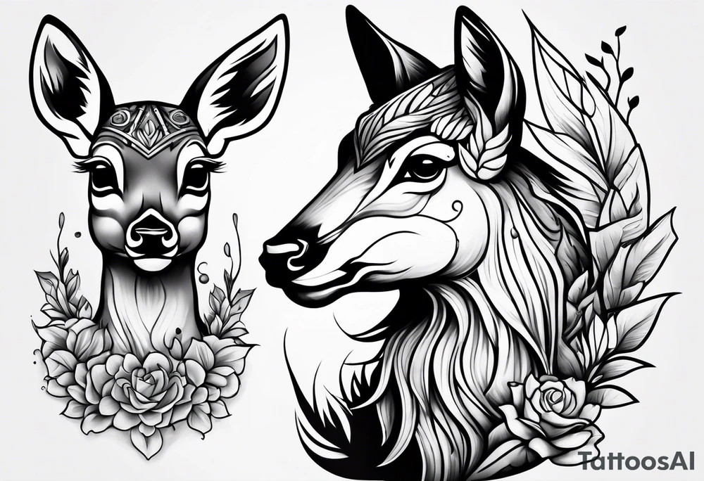 dark themed crying fawn tattoo idea