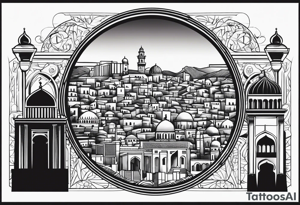 israel city vector circle
 vignette tattoo idea
