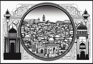 israel city vector circle
 vignette tattoo idea