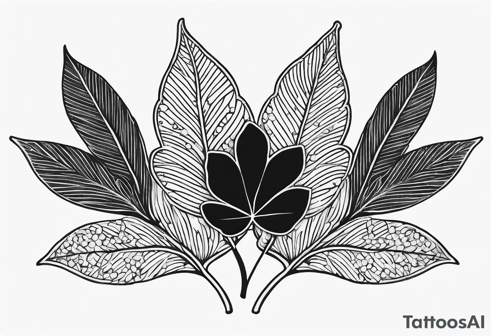 simple leaf and clover with stippled shading tattoo idea