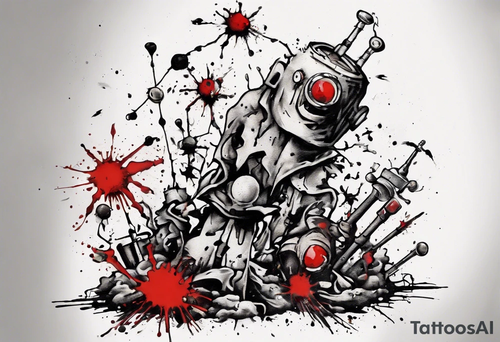 - blot 
- bomb
- atoms splitting
- beauty
- life at a small scale
- man against the world
- doom
- banksy tattoo idea