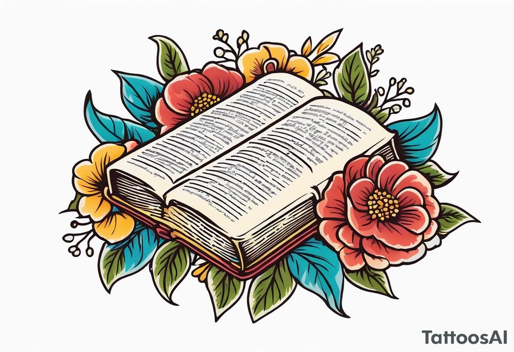 open bible
old school vintage simple traditional design surrounded by vintage flowers


bold color simple tattoo idea