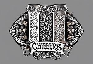 Cheers Mate text, armband +Celtic +grey Cancer Ribbon +tribal +artistic tattoo idea