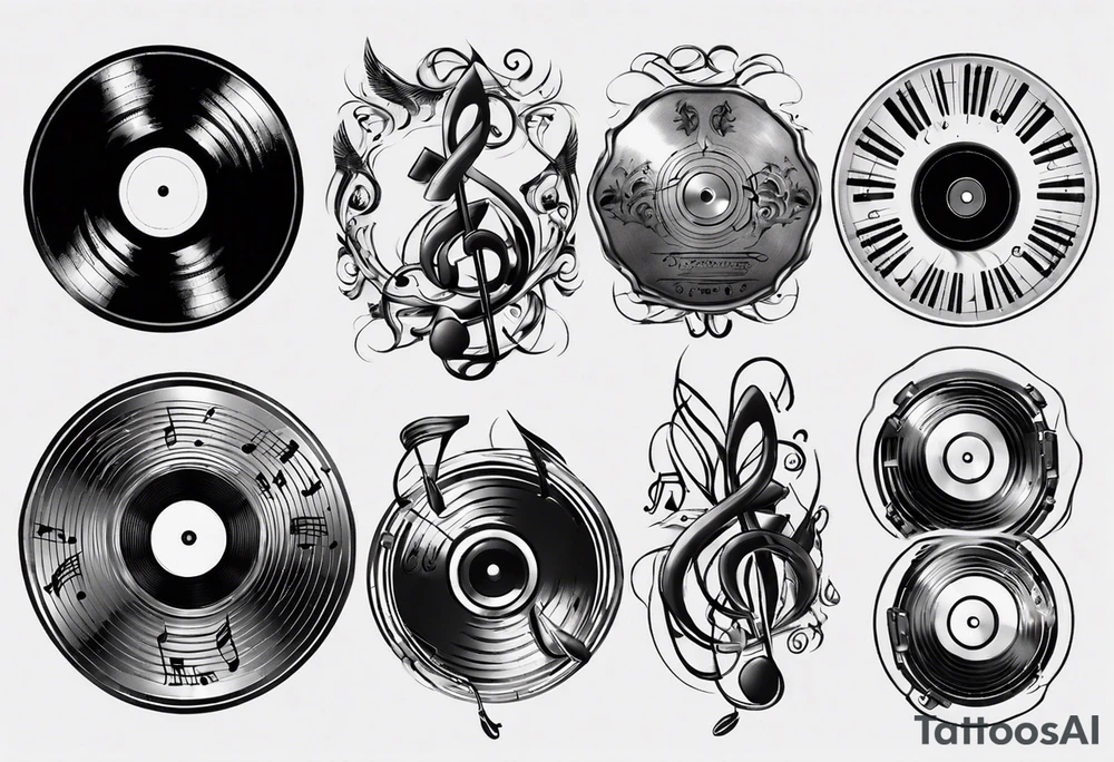 sound music disc jokey tattoo idea