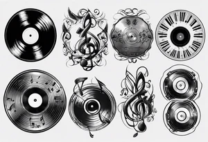 sound music disc jokey tattoo idea