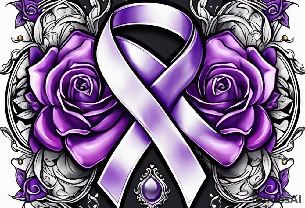 Purple cancer ribbon tattoo idea