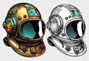 mark v diving helmet mixed with a space helmet tattoo idea