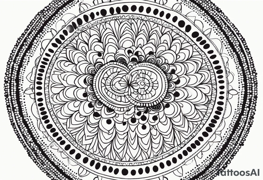 simple sunshine mandala made of black dots with circles tattoo idea
