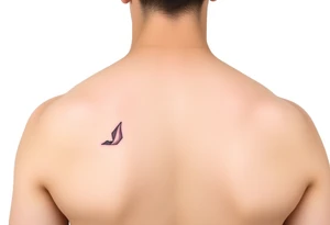 Dark Purple with green pink blue and white highlights tartan fabric with flesh peeling away at edges around shoulder tattoo idea